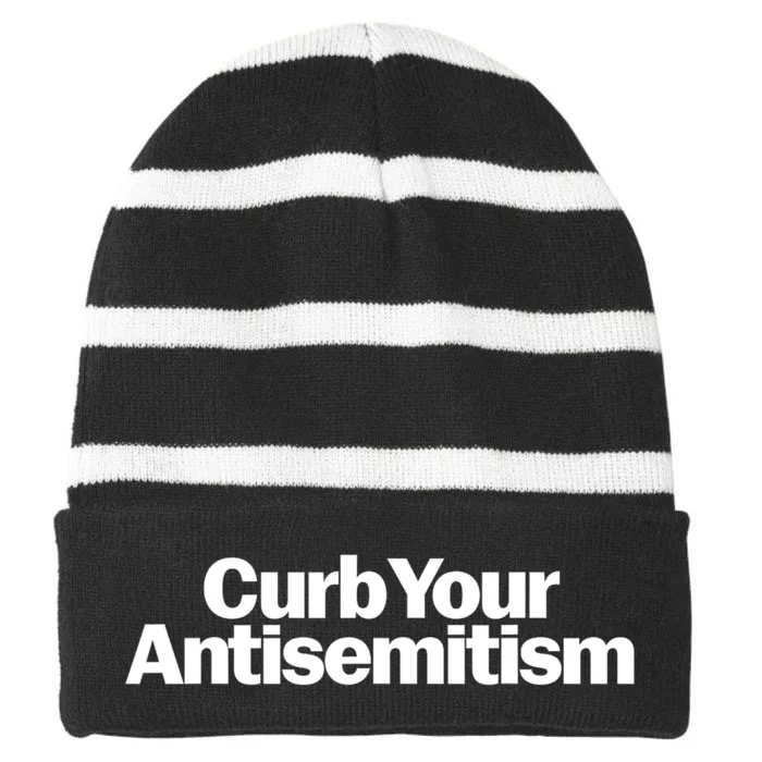 Curb Your Antisemitism Parody Striped Beanie with Solid Band