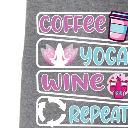 Coffee Yoga And Wine Repeat Yoga Meaningful Gift Doggie 3-End Fleece Hoodie