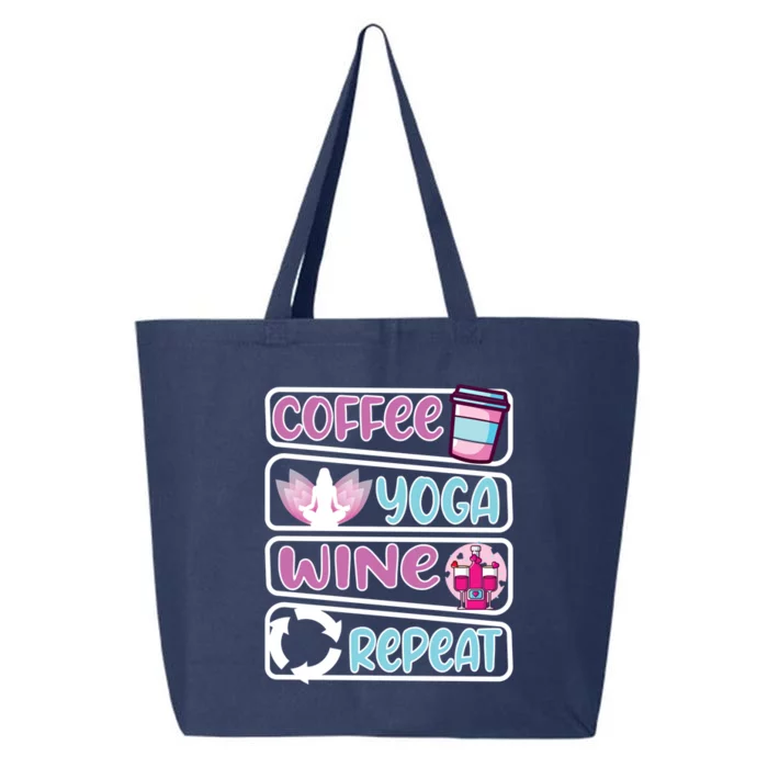 Coffee Yoga And Wine Repeat Yoga Meaningful Gift 25L Jumbo Tote