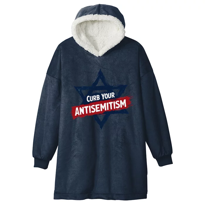 Curb Your Antisemitism Grunge Star Of David End Jew Hatred Hooded Wearable Blanket