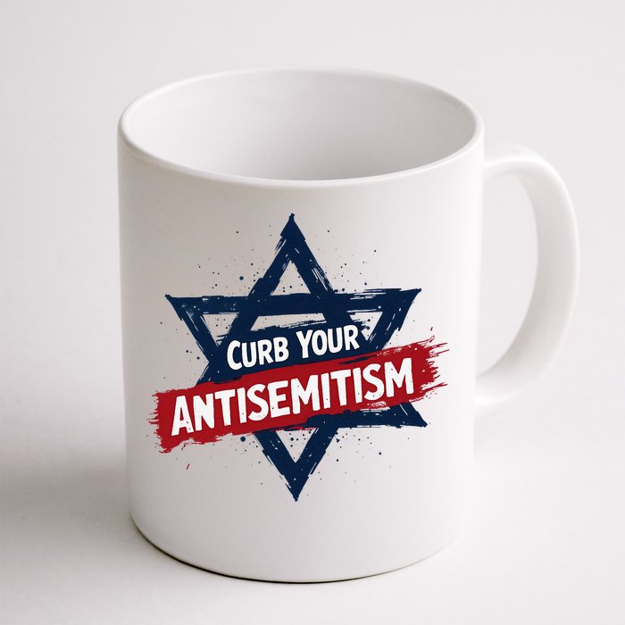 Curb Your Antisemitism Grunge Star Of David End Jew Hatred Front & Back Coffee Mug