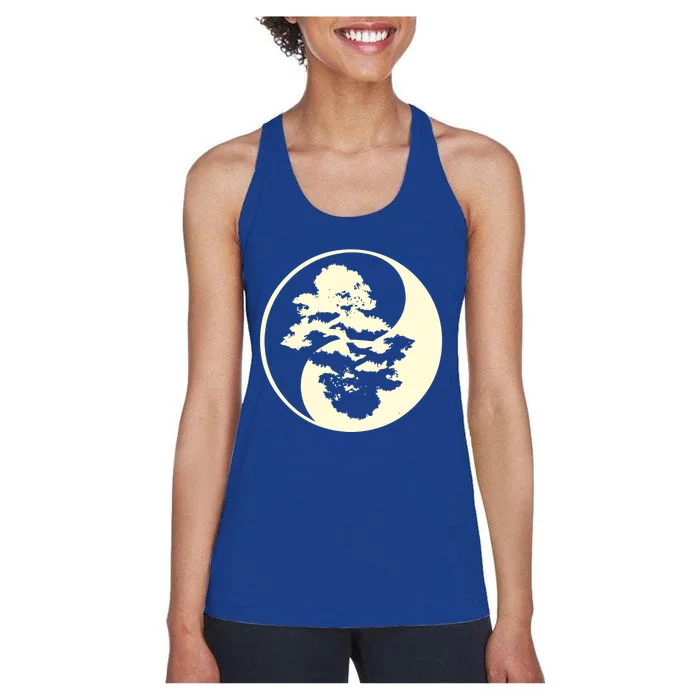 Cool Yin And Yang Circle With Trees Forest Harmony Yin Yang Gift Women's Racerback Tank