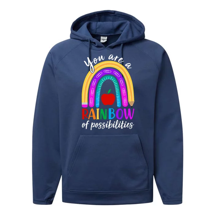 Cute You Are A Rainbow Of Possiblities Back To School Rainbow Performance Fleece Hoodie