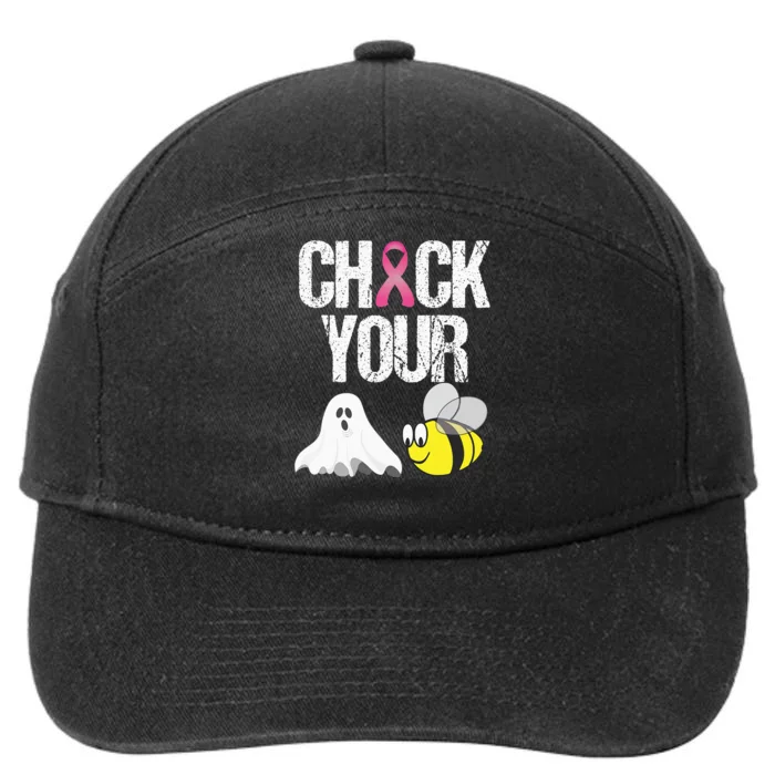 Check Your Boo Bees Funny Breast Cancer Halloween Gift 7-Panel Snapback Hat