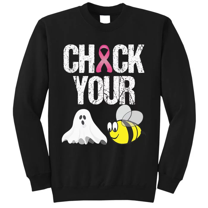 Check Your Boo Bees Funny Breast Cancer Halloween Gift Tall Sweatshirt