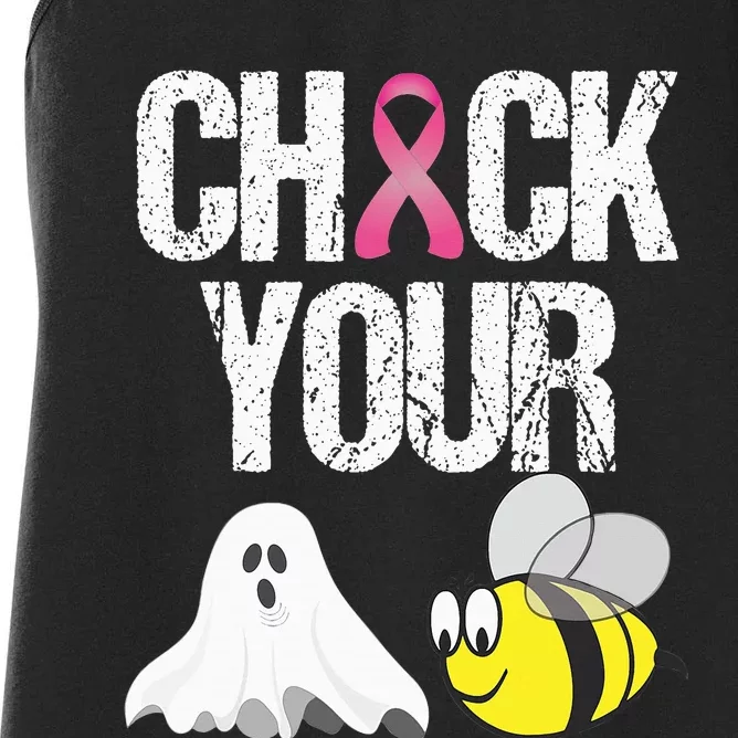 Check Your Boo Bees Funny Breast Cancer Halloween Gift Women's Racerback Tank