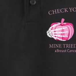 Check Your Boobs Mine Tried To Kill Me Breast Cancer Pumpkin Dry Zone Grid Performance Polo