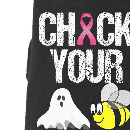 Check Your Boo Bees Funny Breast Cancer Halloween Gift Doggie 3-End Fleece Hoodie