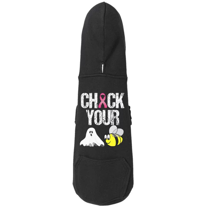 Check Your Boo Bees Funny Breast Cancer Halloween Gift Doggie 3-End Fleece Hoodie