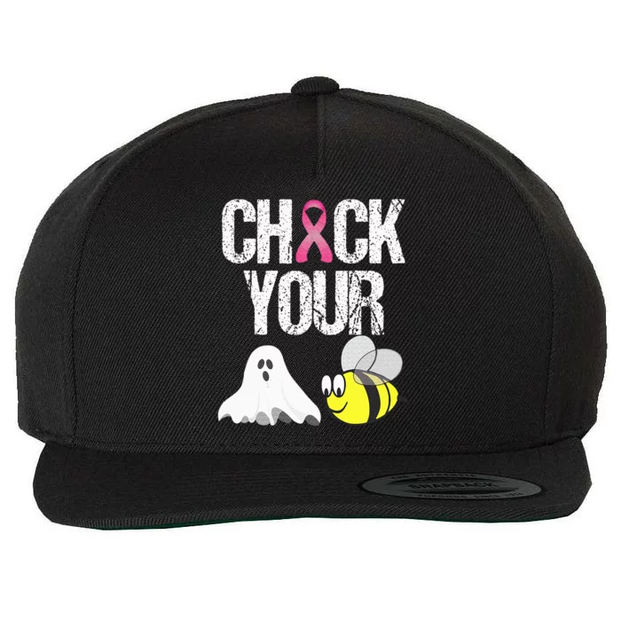 Check Your Boo Bees Funny Breast Cancer Halloween Gift Wool Snapback Cap