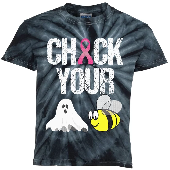 Check Your Boo Bees Funny Breast Cancer Halloween Gift Kids Tie-Dye T-Shirt