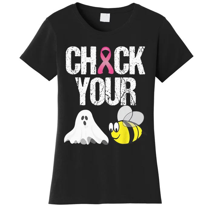 Check Your Boo Bees Funny Breast Cancer Halloween Gift Women's T-Shirt