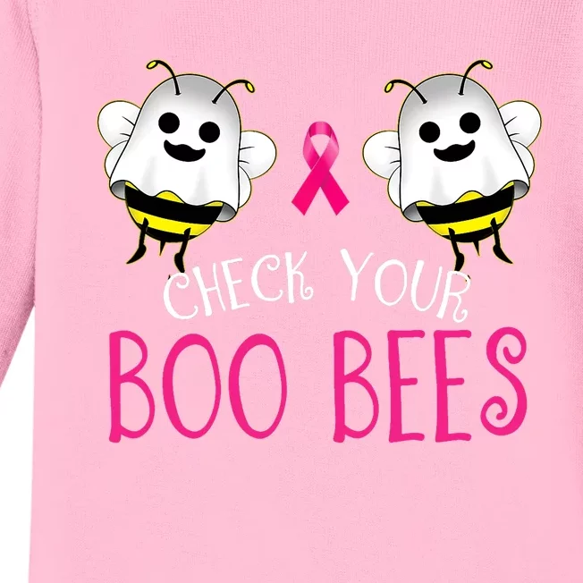 Check Your Boo Bees Funny Breast Cancer Halloween Baby Long Sleeve Bodysuit