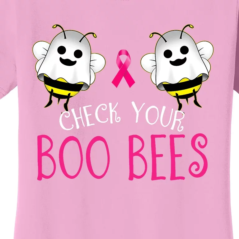 Check Your Boo Bees Funny Breast Cancer Halloween Women's T-Shirt