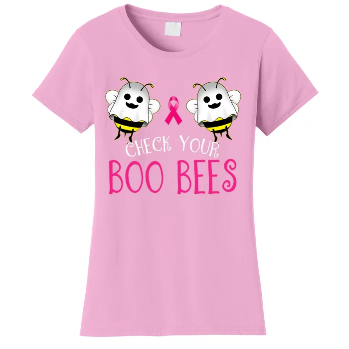 Check Your Boo Bees Funny Breast Cancer Halloween Women's T-Shirt