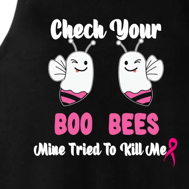 Check Your Boobs Mine Tried To Kill Me Breast Cancer Warrior Ladies Tri-Blend Wicking Tank