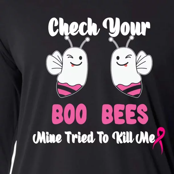 Check Your Boobs Mine Tried To Kill Me Breast Cancer Warrior Cooling Performance Long Sleeve Crew