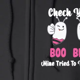 Check Your Boobs Mine Tried To Kill Me Breast Cancer Warrior Full Zip Hoodie