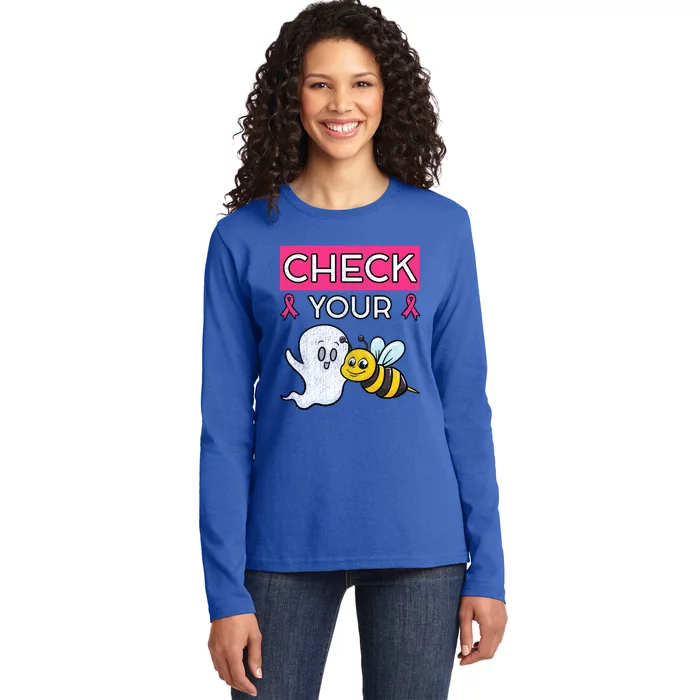 Check Your Boo Bees Cancer Beekeeper Halloween Chemo Gift Cool Gift Ladies Long Sleeve Shirt