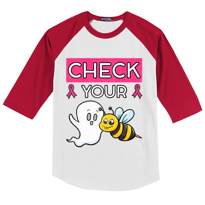 Check Your Boo Bees Cancer Beekeeper Halloween Chemo Gift Cool Gift Kids Colorblock Raglan Jersey