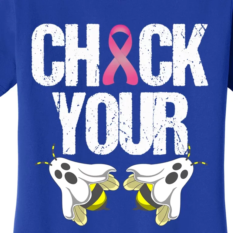 Check Your Boo Bees Halloween Breast Cancer Awareness Funny Gift Women's T-Shirt