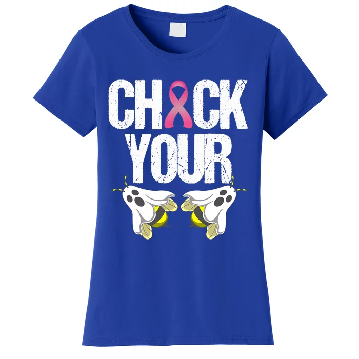 Check Your Boo Bees Halloween Breast Cancer Awareness Funny Gift Women's T-Shirt