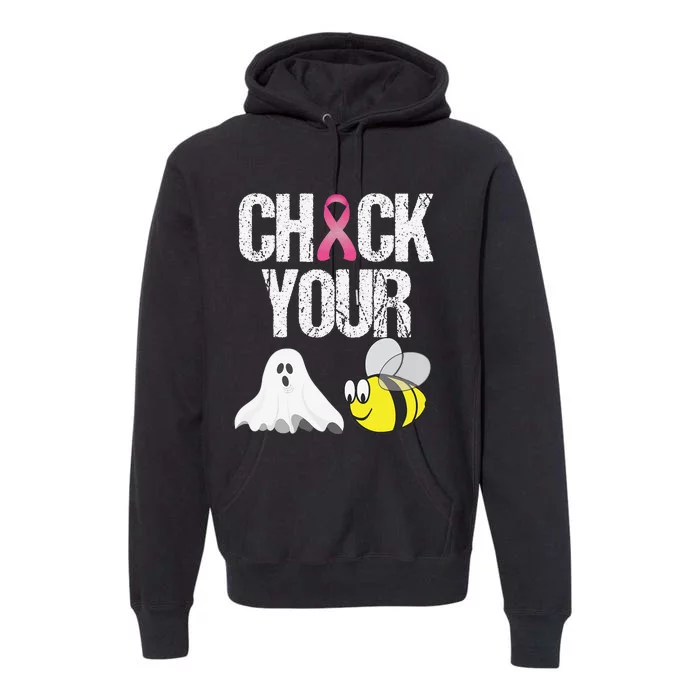 Check Your Boo Bees Funny Breast Cancer Halloween Gift Premium Hoodie