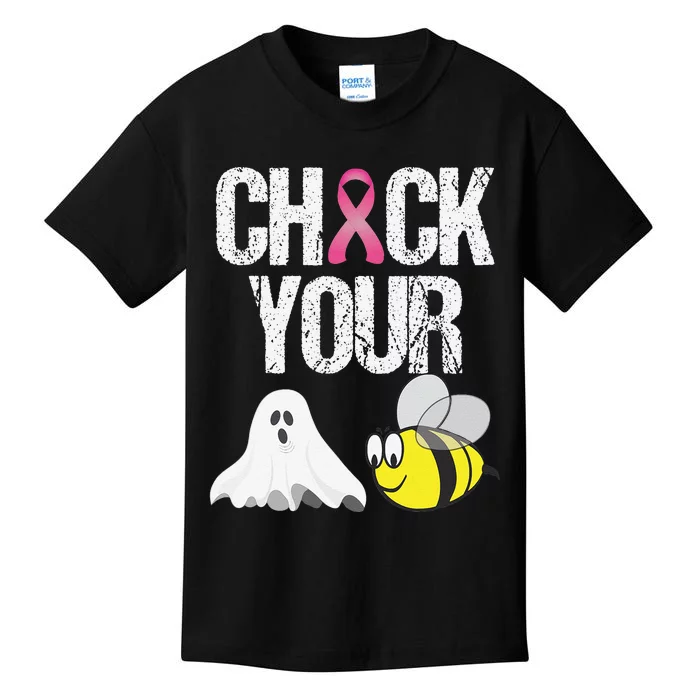 Check Your Boo Bees Funny Breast Cancer Halloween Gift Kids T-Shirt