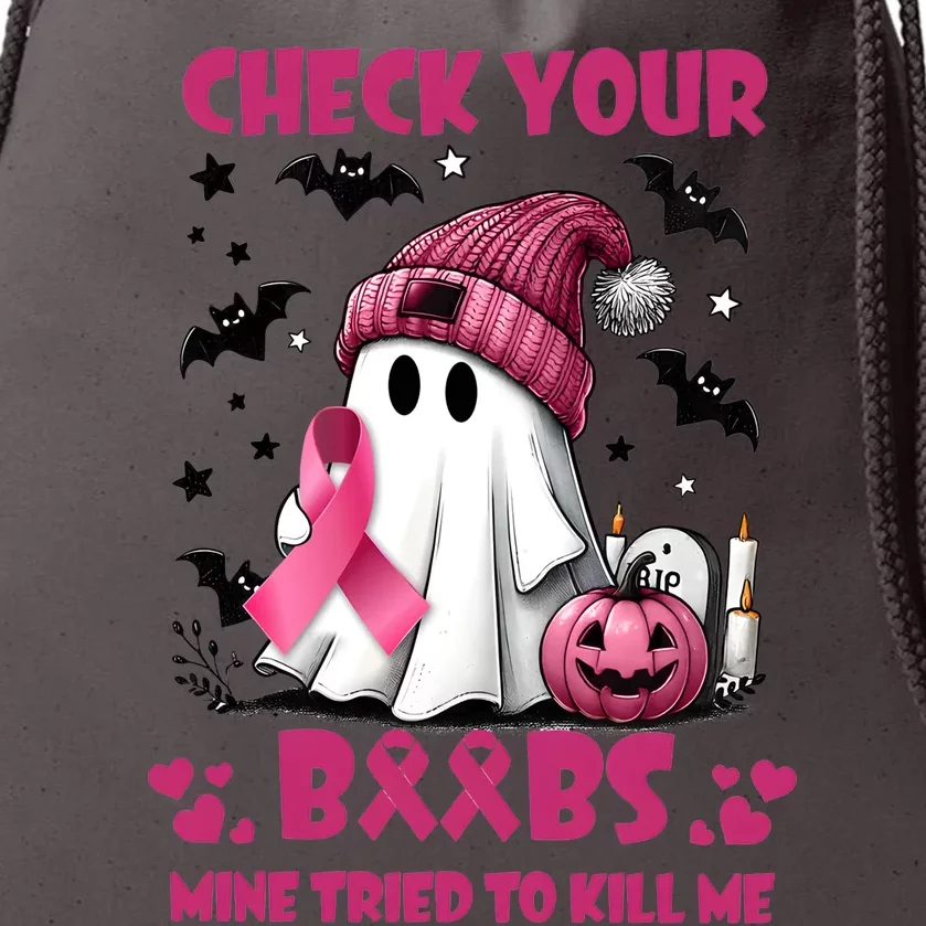 Check Your Boo Breast Cancer Halloween Drawstring Bag