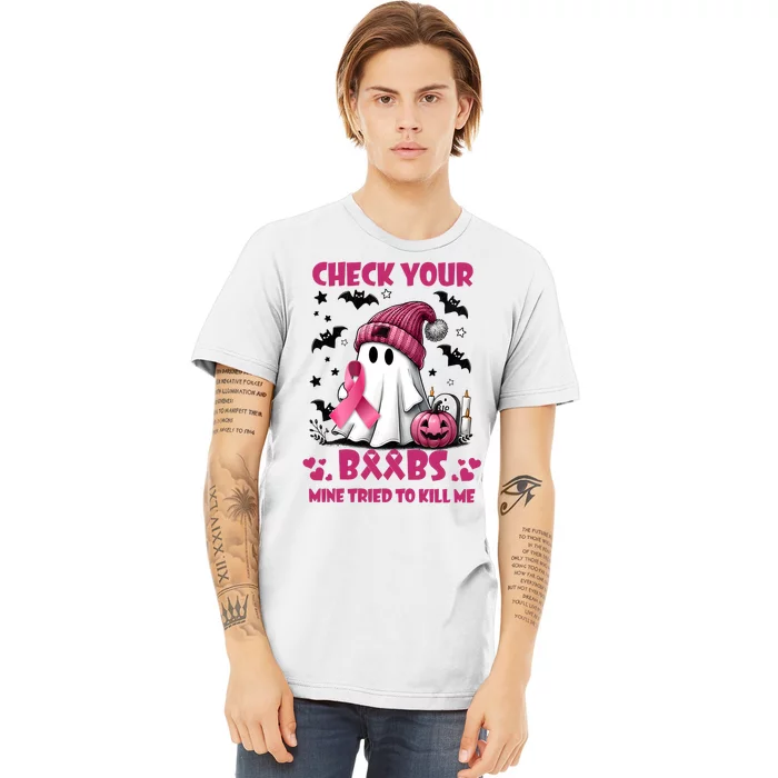 Check Your Boo Breast Cancer Halloween Premium T-Shirt