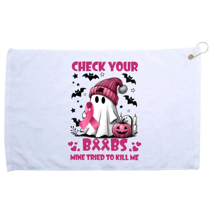 Check Your Boo Breast Cancer Halloween Grommeted Golf Towel