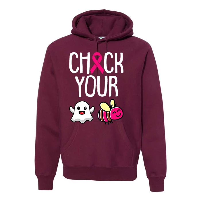 Check Your Boo Bees Breast Cancer Awareness Warrior Survivor Premium Hoodie