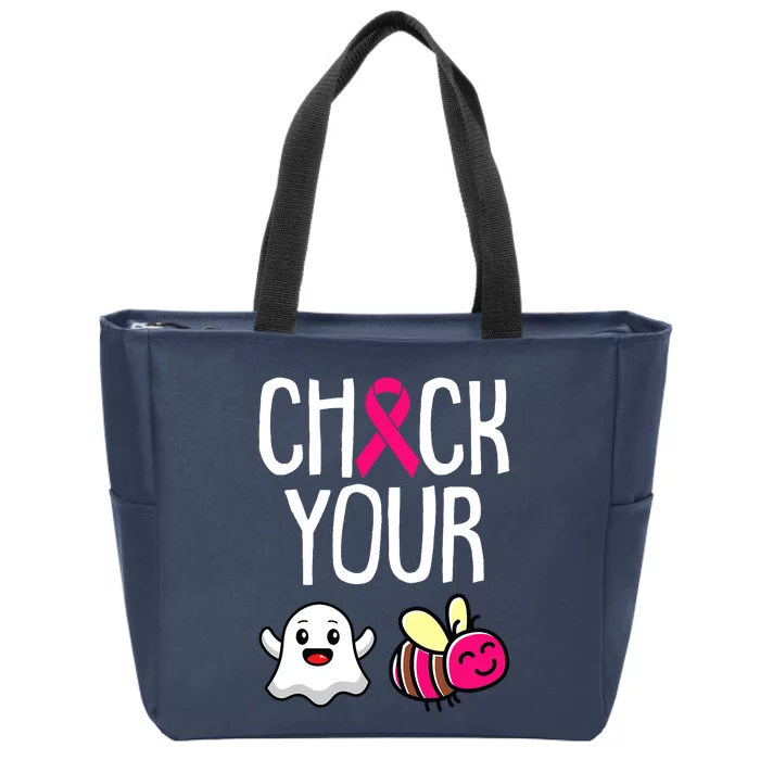 Check Your Boo Bees Breast Cancer Awareness Warrior Survivor Zip Tote Bag