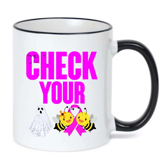 Check Your Boo Bees Breast Cancer Halloween Cute Black Color Changing Mug