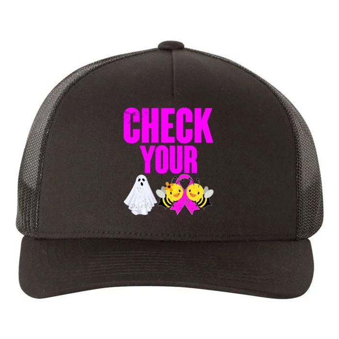 Check Your Boo Bees Breast Cancer Halloween Cute Yupoong Adult 5-Panel Trucker Hat