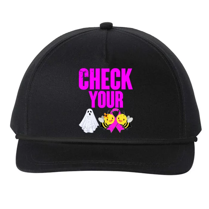 Check Your Boo Bees Breast Cancer Halloween Cute Snapback Five-Panel Rope Hat