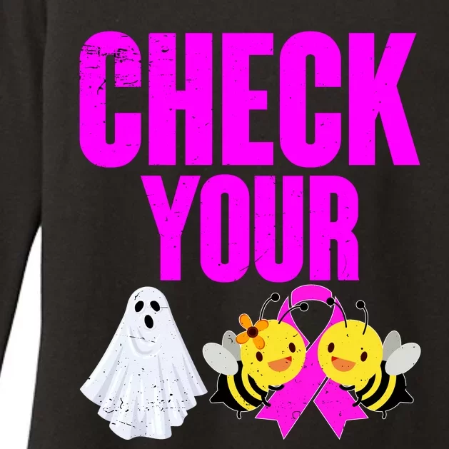 Check Your Boo Bees Breast Cancer Halloween Cute Womens CVC Long Sleeve Shirt