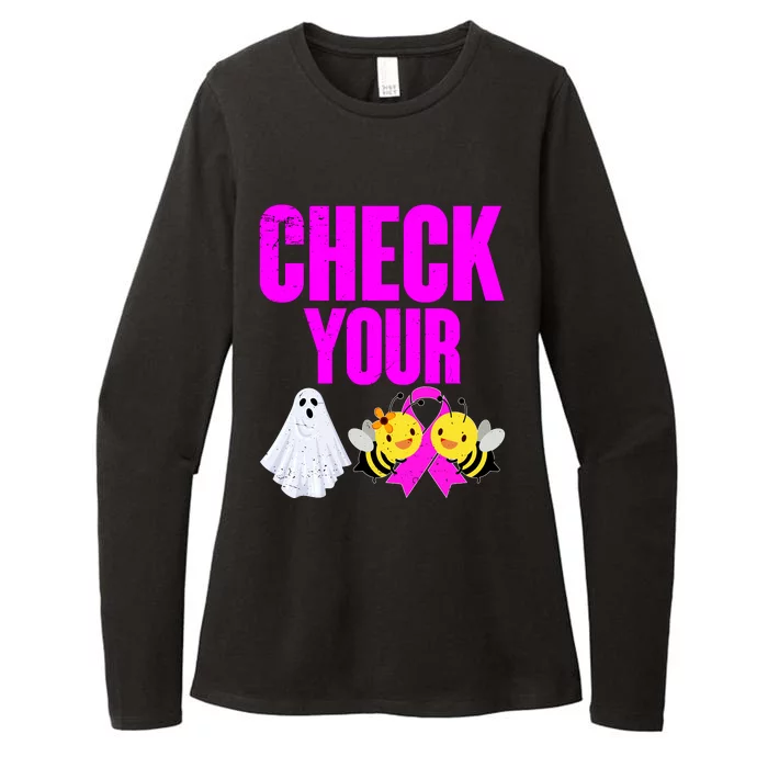 Check Your Boo Bees Breast Cancer Halloween Cute Womens CVC Long Sleeve Shirt