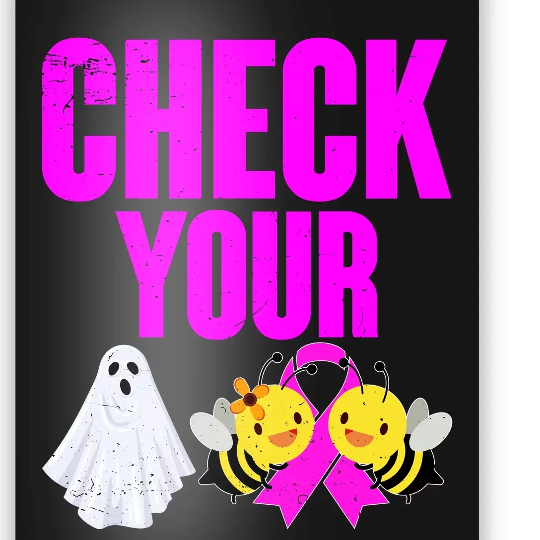 Check Your Boo Bees Breast Cancer Halloween Cute Poster