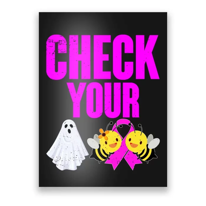 Check Your Boo Bees Breast Cancer Halloween Cute Poster