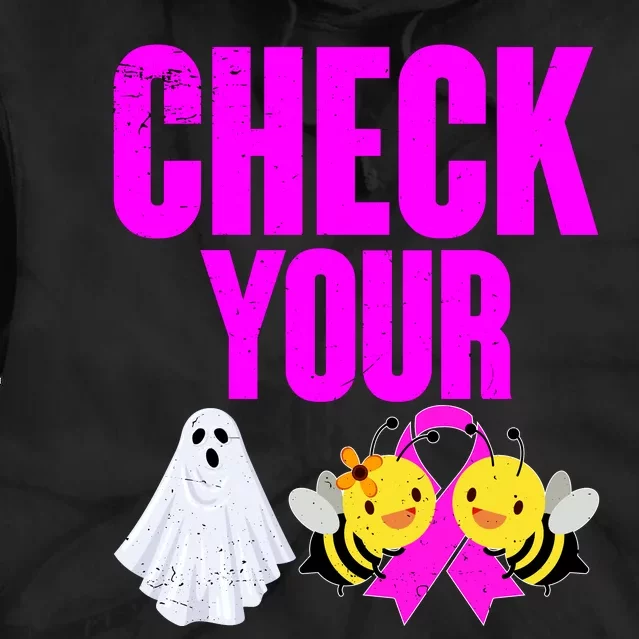 Check Your Boo Bees Breast Cancer Halloween Cute Tie Dye Hoodie