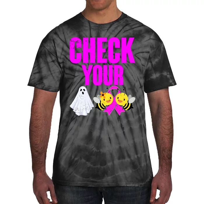 Check Your Boo Bees Breast Cancer Halloween Cute Tie-Dye T-Shirt