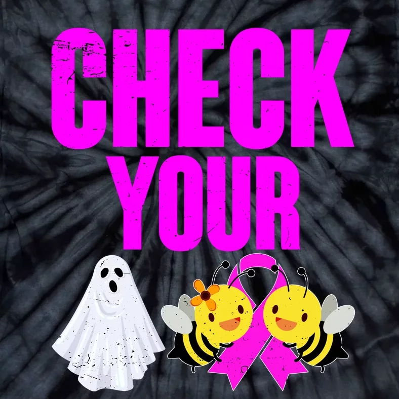 Check Your Boo Bees Breast Cancer Halloween Cute Tie-Dye T-Shirt