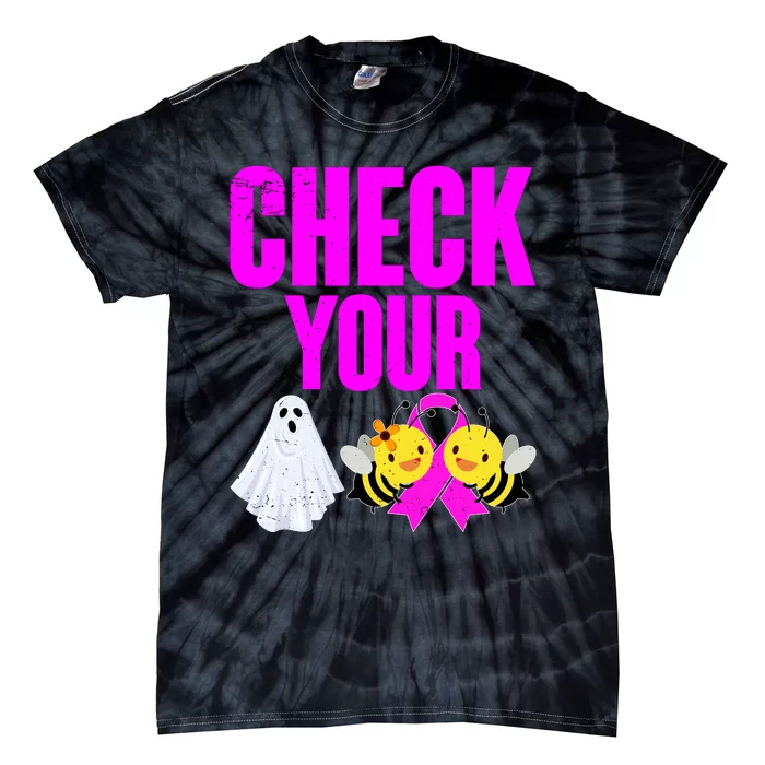 Check Your Boo Bees Breast Cancer Halloween Cute Tie-Dye T-Shirt