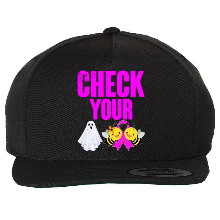 Check Your Boo Bees Breast Cancer Halloween Cute Wool Snapback Cap