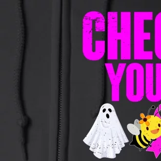 Check Your Boo Bees Breast Cancer Halloween Cute Full Zip Hoodie