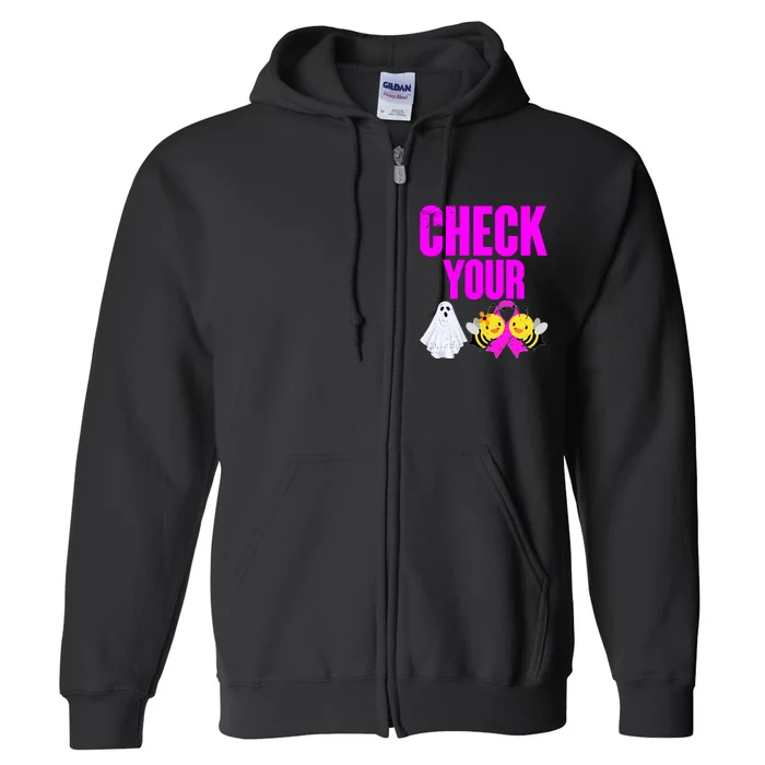 Check Your Boo Bees Breast Cancer Halloween Cute Full Zip Hoodie