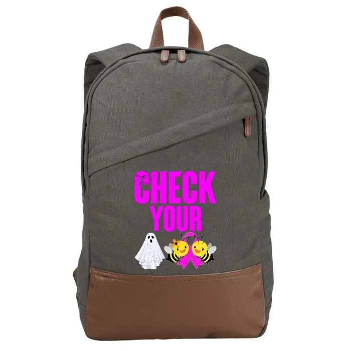 Check Your Boo Bees Breast Cancer Halloween Cute Cotton Canvas Backpack