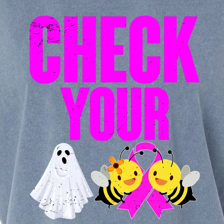 Check Your Boo Bees Breast Cancer Halloween Cute Garment-Dyed Women's Muscle Tee