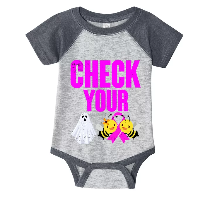 Check Your Boo Bees Breast Cancer Halloween Cute Infant Baby Jersey Bodysuit